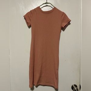 Light pink ribbed bodycon dress